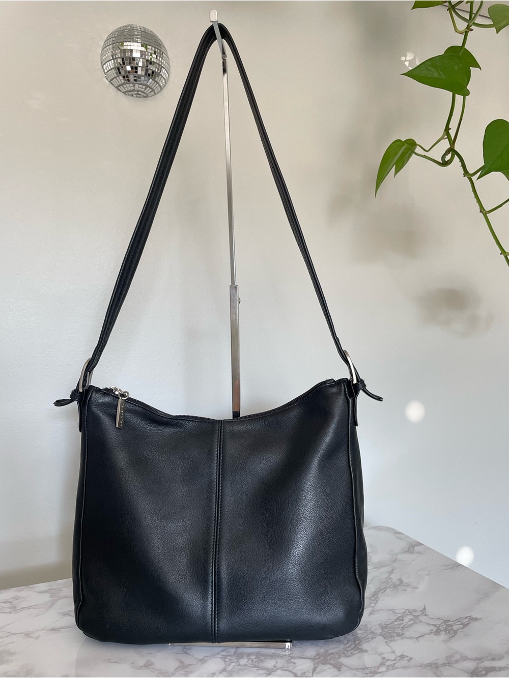 Tignanello Vintage Black Leather Shoulder Bag Rare